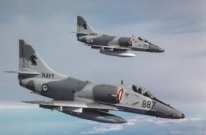 Royal Australian Navy A-4G Skyhawks flying in formation